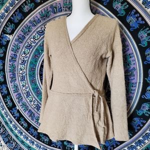 Flax Women's Tan Wrap Cardigan Sweater